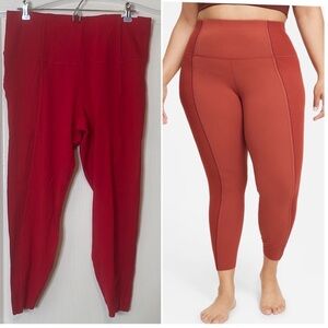 Nike Yoga Lux Dri-Fit High Waisted Infinalon Leggings 7/8 Length. Red. 1X